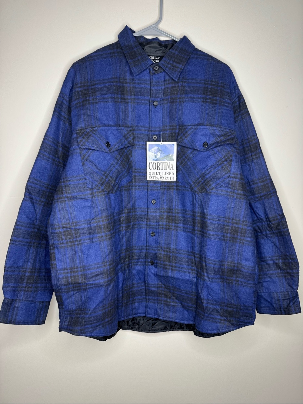 Vintage Men's Large Blue Plaid Lightweight Shirt Jacket New With Tags